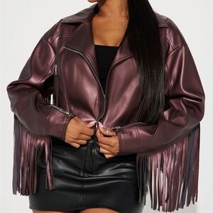 Plum Faux Leather Jacket